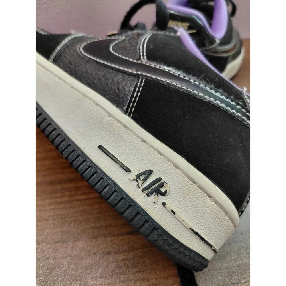 Nike Airforce 1 Black And Purple Kids Size 5Y Lace Up
